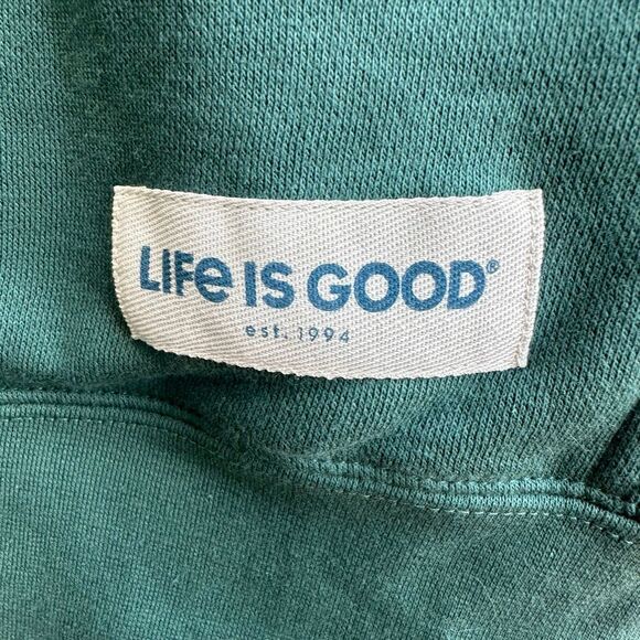 Life is Good Men's sweatshirt Green Santa christmas Fleece Hoodie large NEW - Picture 6 of 8